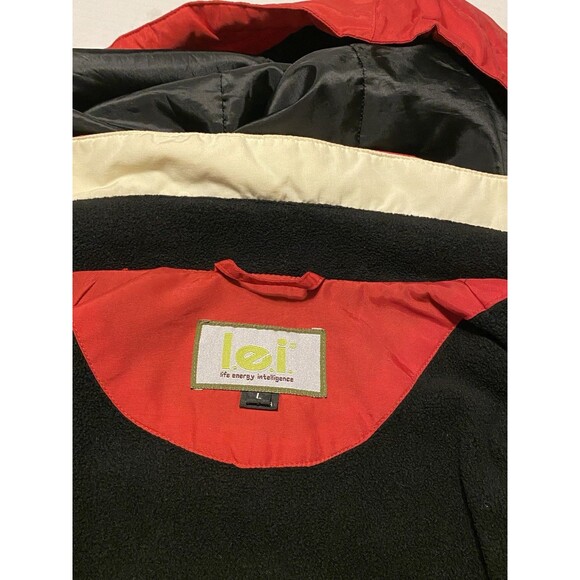 Vtg Y2K Lei Jacket Womens L Red White Ski Snowboard Winter Coat Hoodie L.E.I - Picture 2 of 16